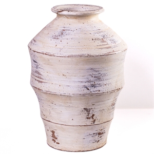 Visha Scalloped Brown Tabletop Terracotta Vase