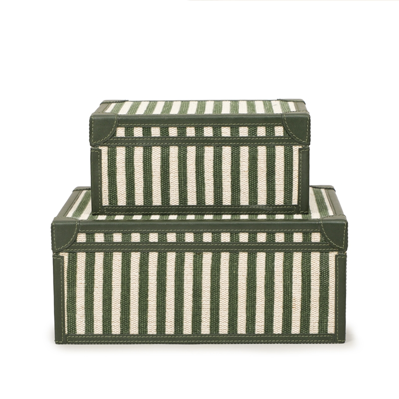 Kora Green Cotton Jute Jewelry Box Set