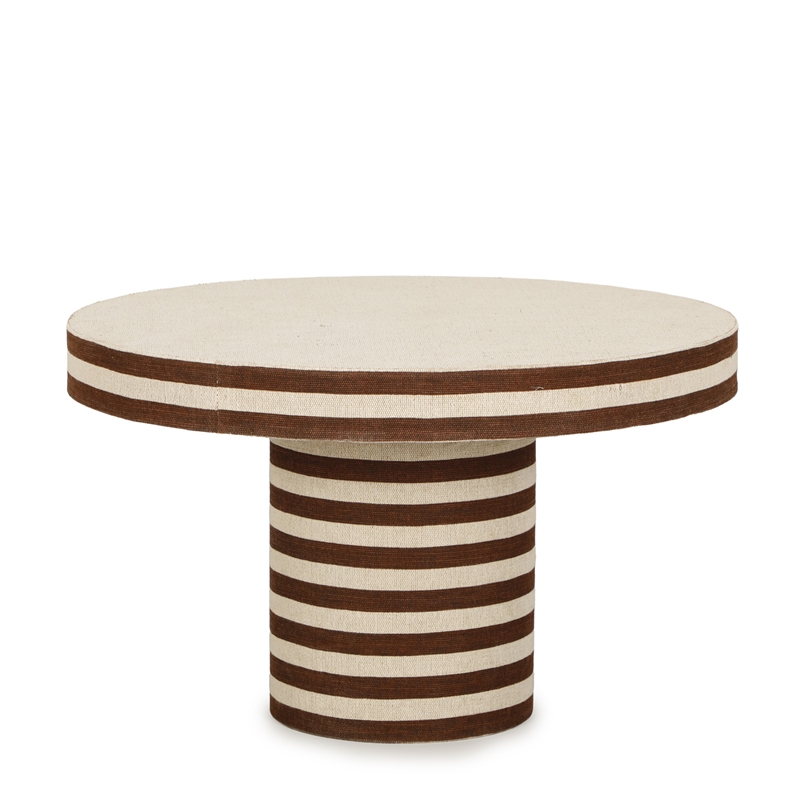 Lyra Natural Striped Cotton Jute Contract-Grade Coffee Table