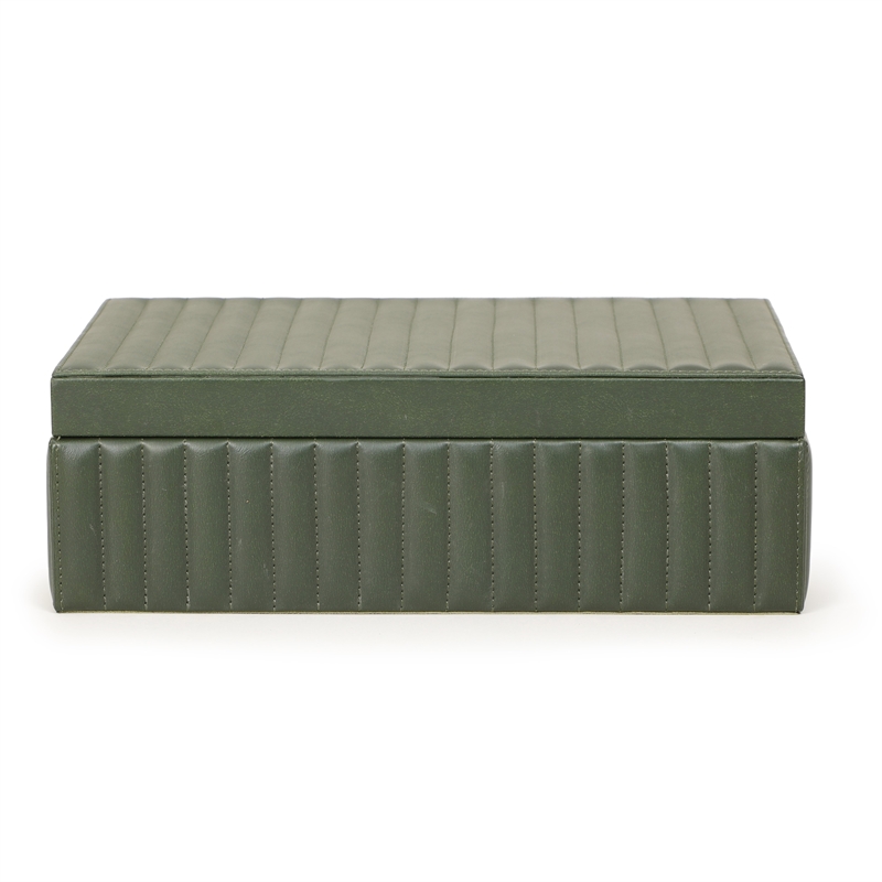 Eton Green Ribbed Vegan Leather Hospitality Grade Storage Box