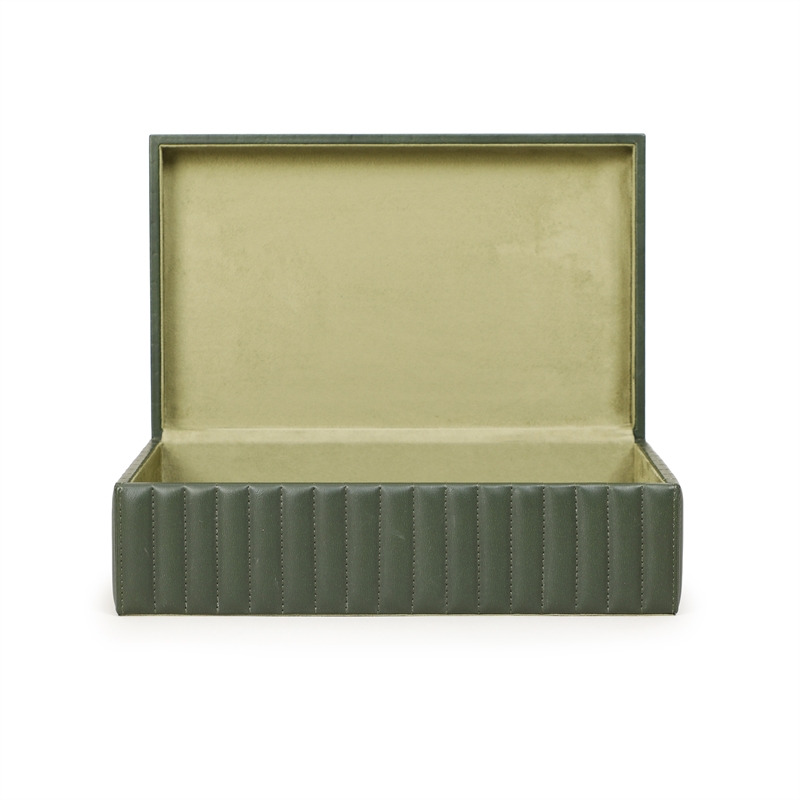 Eton Green Ribbed Vegan Leather Hospitality Grade Storage Box