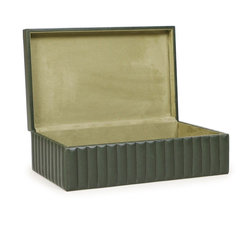 Eton Green Ribbed Vegan Leather Hospitality Grade Storage Box