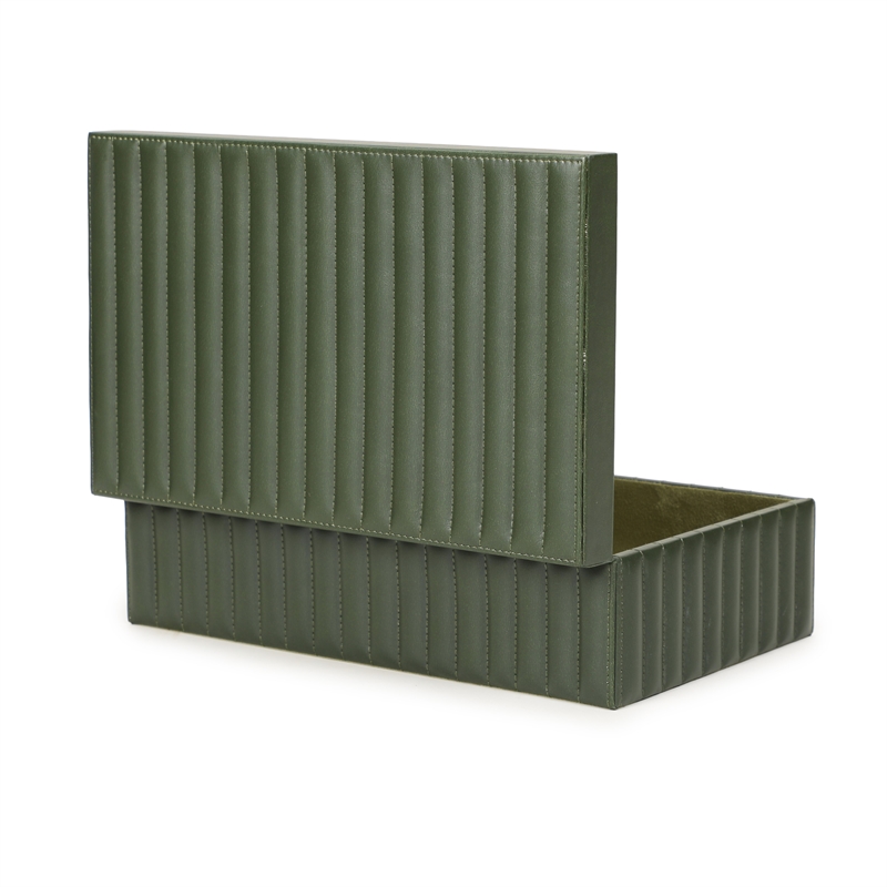 Eton Green Ribbed Vegan Leather Hospitality Grade Storage Box
