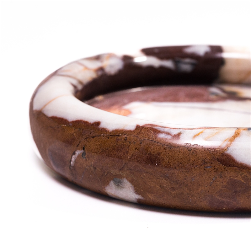 Breccia Marble White Brown Round Edged Catch-All