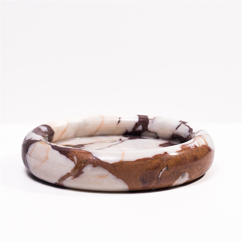 Breccia Marble White Brown Round Edged Catch-All