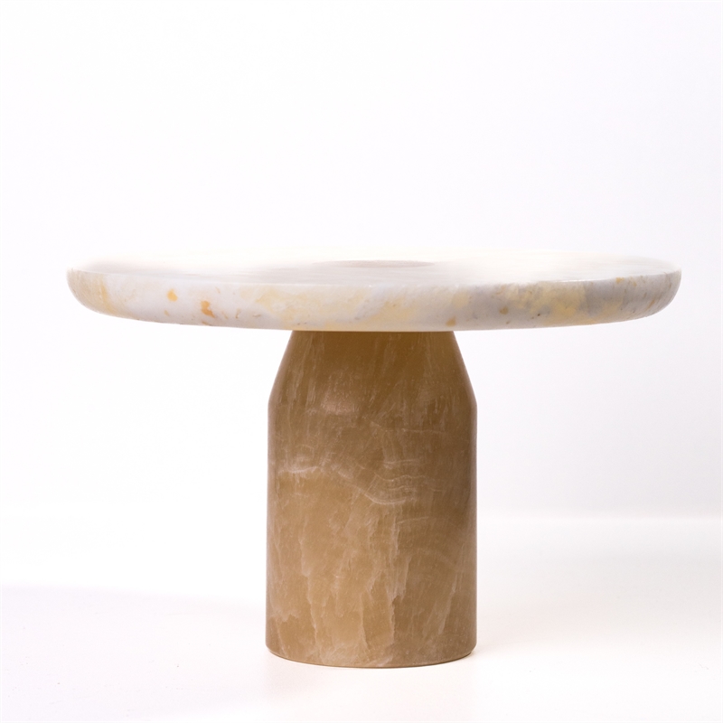 Yellow Onyx Marble Cake Stand