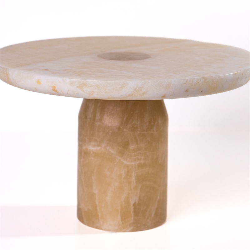 Yellow Onyx Marble Cake Stand