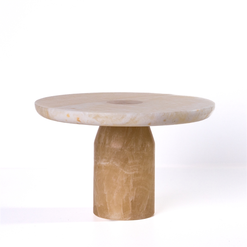 Yellow Onyx Marble Cake Stand