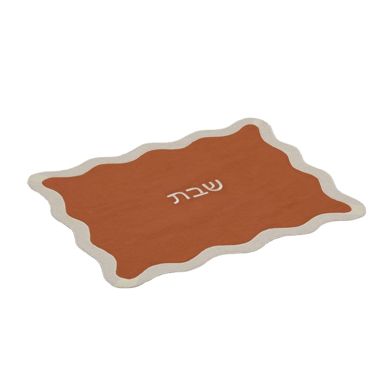 Cream on Rust Organic Cotton / Linen Wavy Challah Cover