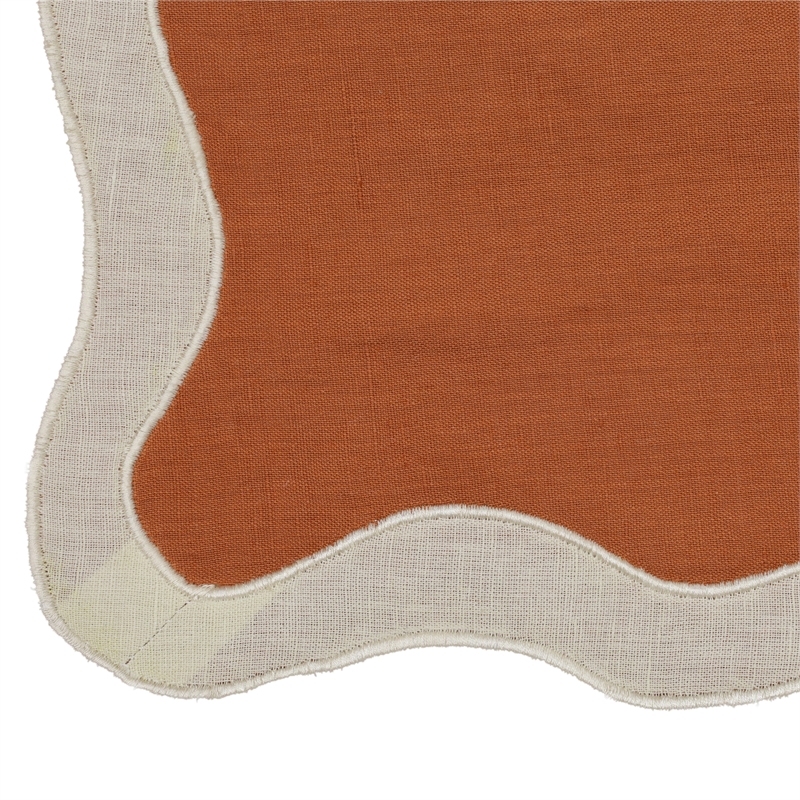 Cream on Rust Organic Cotton / Linen Wavy Challah Cover
