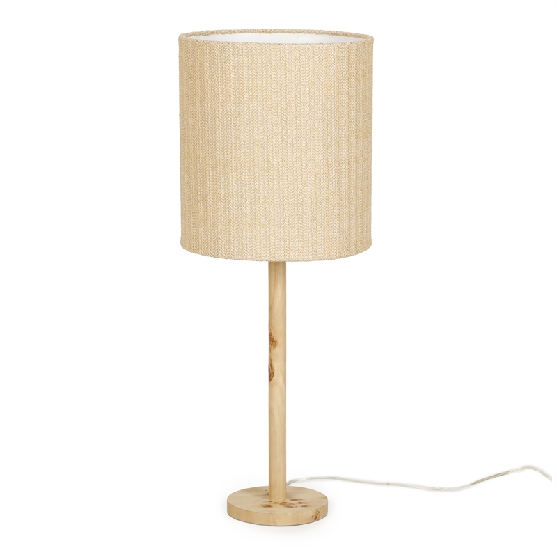 Lamia Natural Burl and Raffia Designer Table Lamp