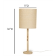 Lamia Natural Burl and Raffia Designer Table Lamp
