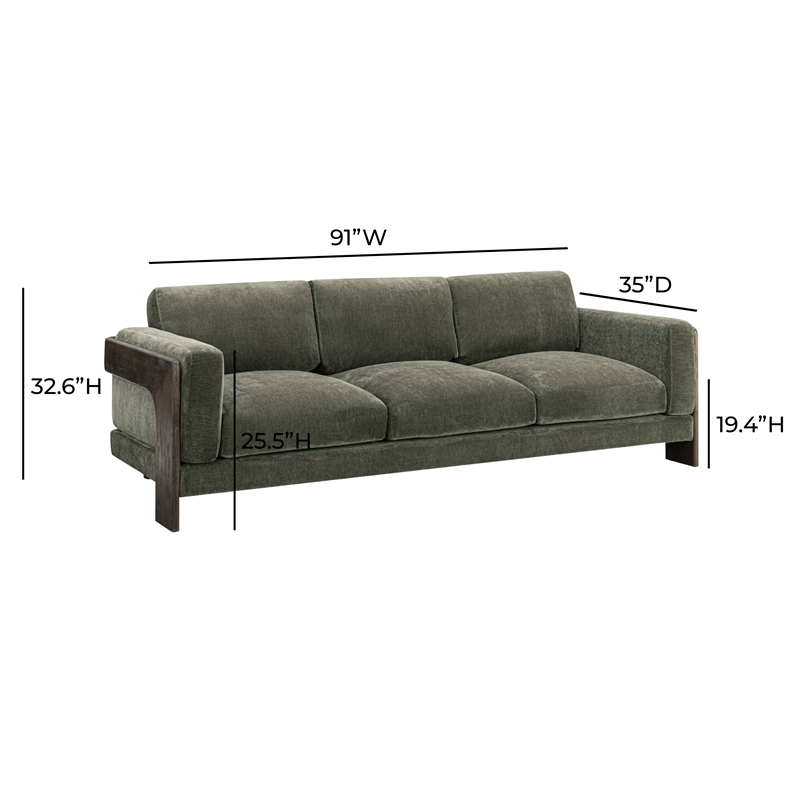Elyn Olive Green Upcycled Chenille Sofa