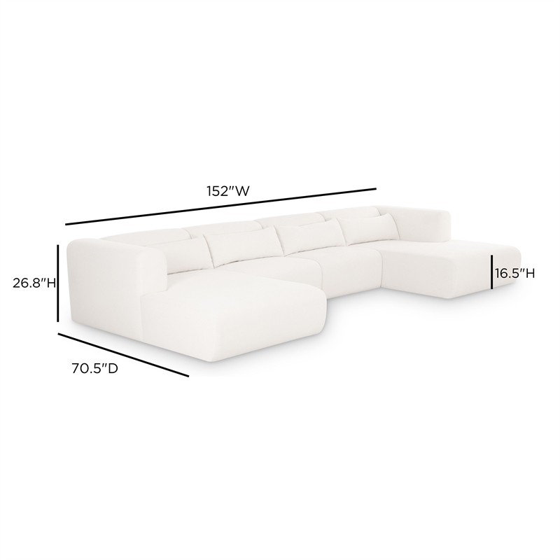 Tarra 4-Pc Cream Chenille Modular U-Sectional