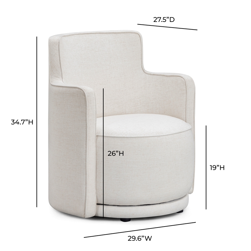 Passe Upcycled Cream Linen Swivel Chair