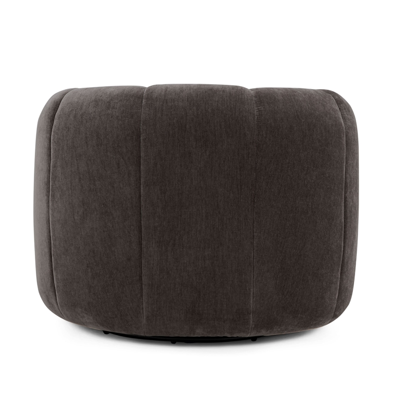 Jasmine Storm Grey Upcycled Chenille Swivel Accent Chair