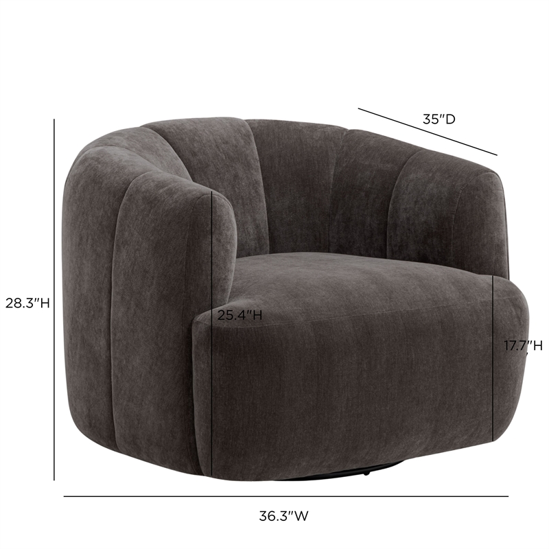 Jasmine Storm Grey Upcycled Chenille Swivel Accent Chair