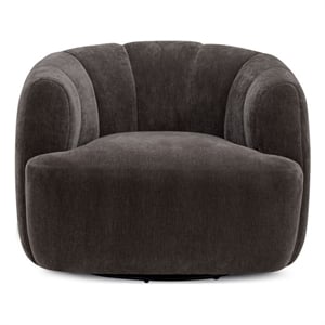Jasmine Storm Grey Upcycled Chenille Swivel Accent Chair