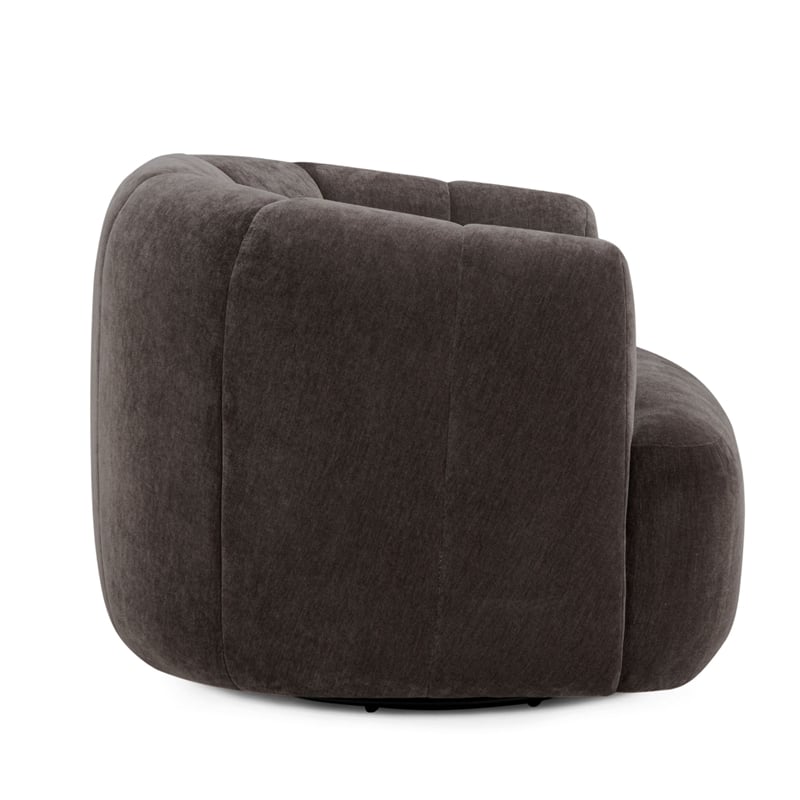 Jasmine Storm Grey Upcycled Chenille Swivel Accent Chair