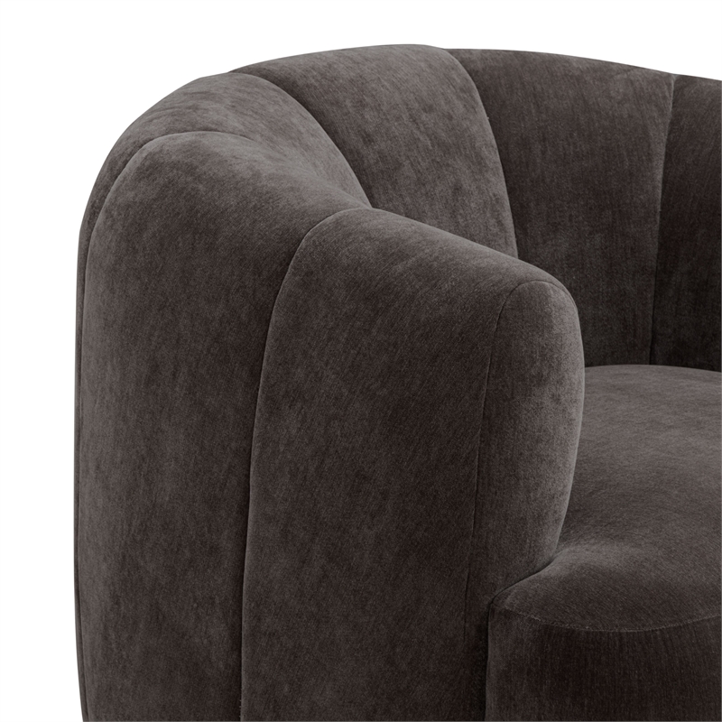 Jasmine Storm Grey Upcycled Chenille Swivel Accent Chair