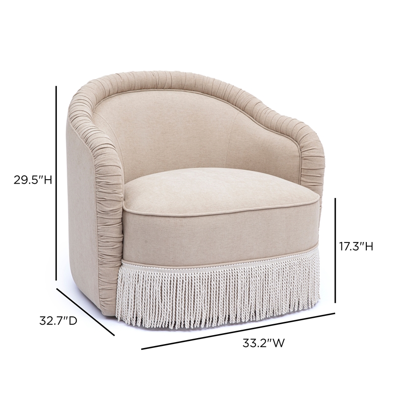 Pamela Tan Chenille Tassel Lounge Chair