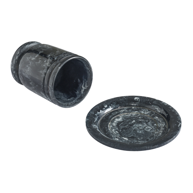Channeled Black & White Swirl Resin Kiddush Cup