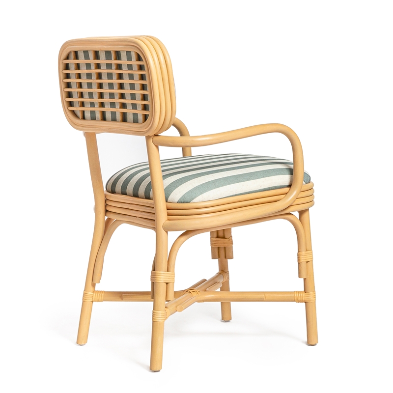 Dorine Mint Green Striped Arm Chair