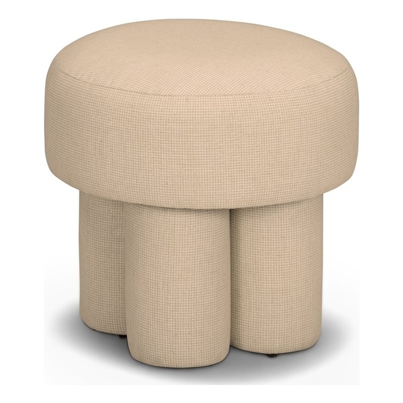 Masha Yellow Homespun Plaid Linen Stool