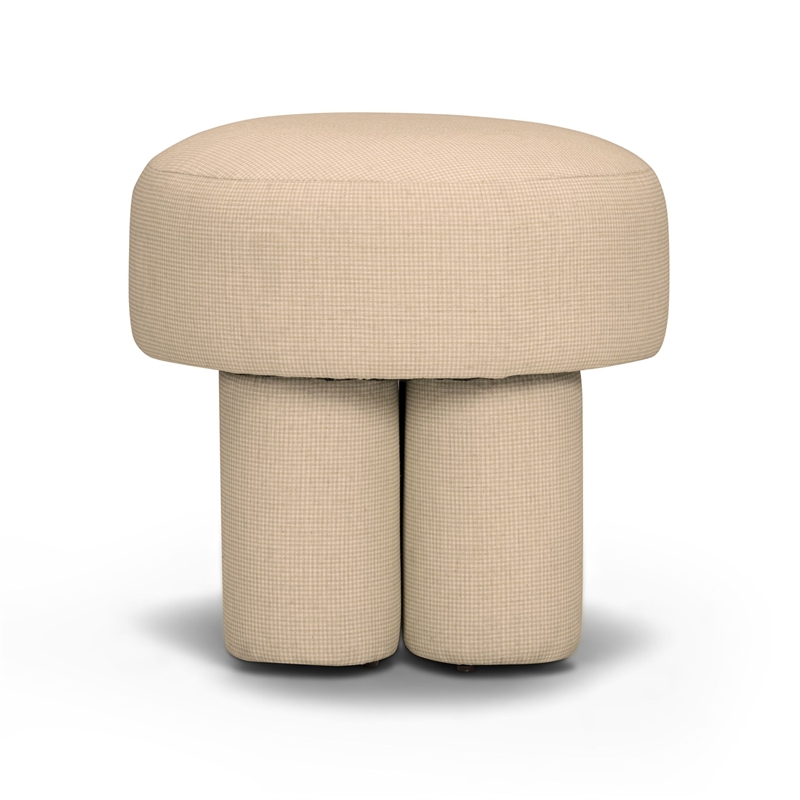 Masha Yellow Homespun Plaid Linen Stool