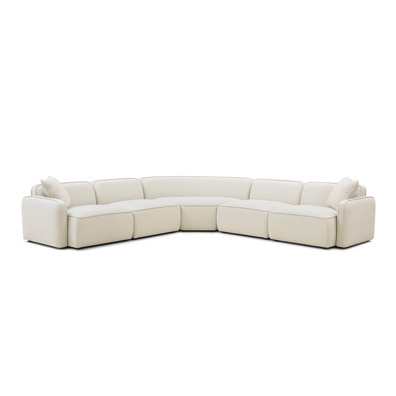 Travie 5-Piece Sand Upcycled Linen Modular Large L-Sectional