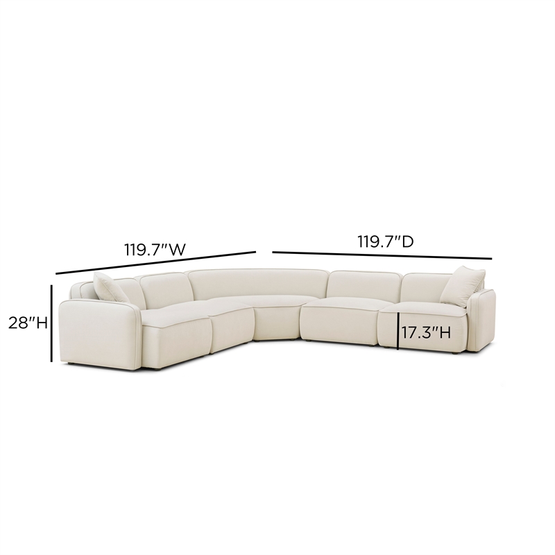 Travie 5-Piece Sand Upcycled Linen Modular Large L-Sectional