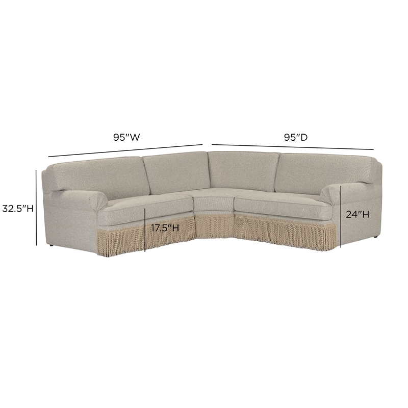 Yvette Warm Grey Boucle 3-Piece L Sectional