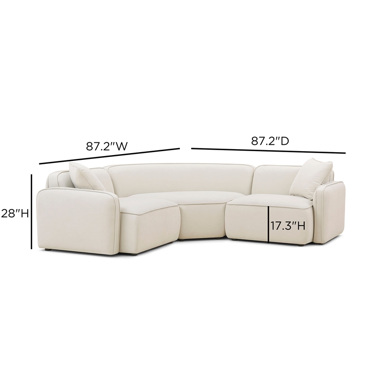 Travie 3-Piece Sand Upcycled Linen Modular L-Sectional