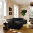 Tarra 4-Piece Fluffy Oversized Black Corduroy Modular U-Sectional