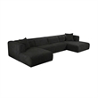 Tarra 4-Piece Fluffy Oversized Black Corduroy Modular U-Sectional