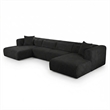 Tarra 4-Piece Fluffy Oversized Black Corduroy Modular U-Sectional