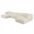 Tarra 4-Piece Fluffy Oversized Cream Corduroy Modular U-Sectional