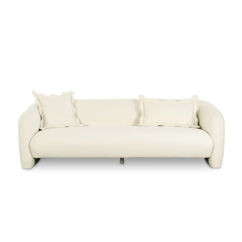Lou Cream Performance Velvet Sofa