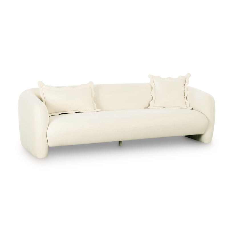 Lou Cream Performance Velvet Sofa