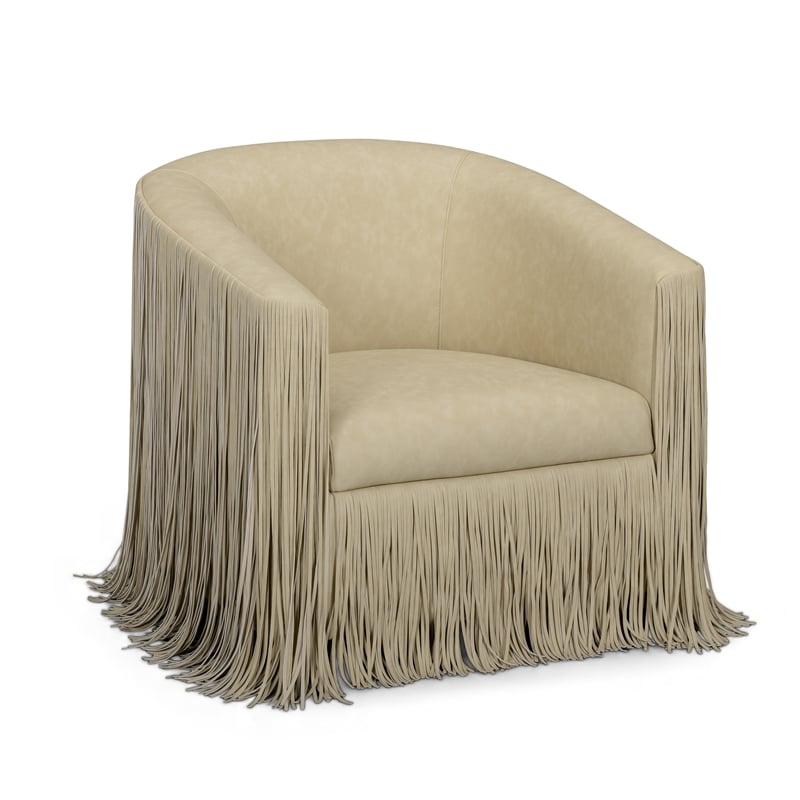 Shag Me Distressed Tan Performance Vegan Leather Swivel Chair