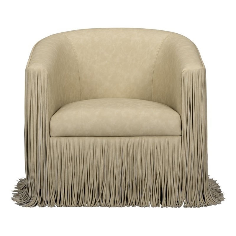 Shag Me Distressed Tan Performance Vegan Leather Swivel Chair