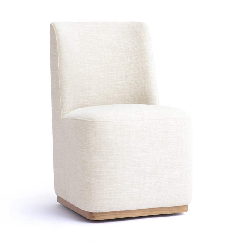 Melissa Cream Performance Fabric Rolling Dining Chair