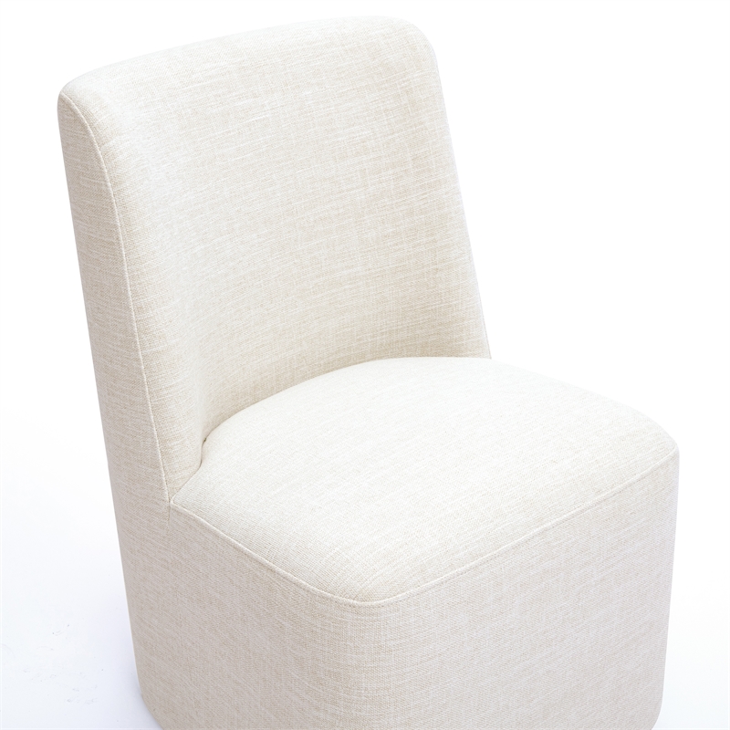 Melissa Cream Performance Fabric Rolling Dining Chair