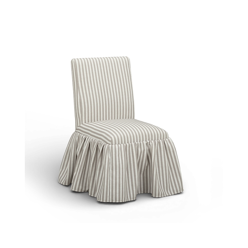 Gertrude Striped Khaki Linen Dining Chair