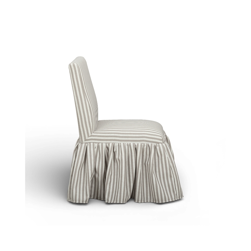 Gertrude Striped Khaki Linen Dining Chair