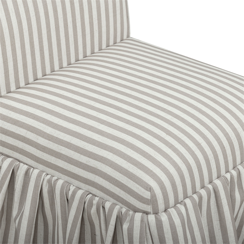 Gertrude Striped Khaki Linen Dining Chair