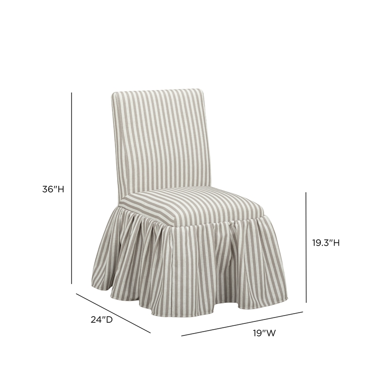 Gertrude Striped Khaki Linen Dining Chair