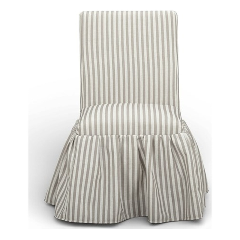 Gertrude Striped Khaki Linen Dining Chair