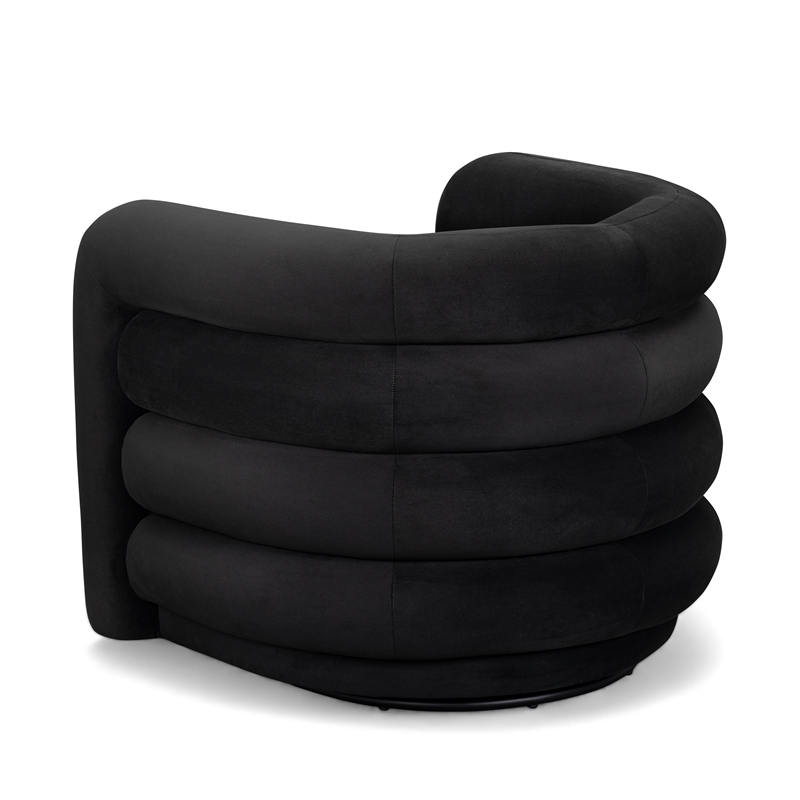 Curves Black Velvet Swivel Accent Chair