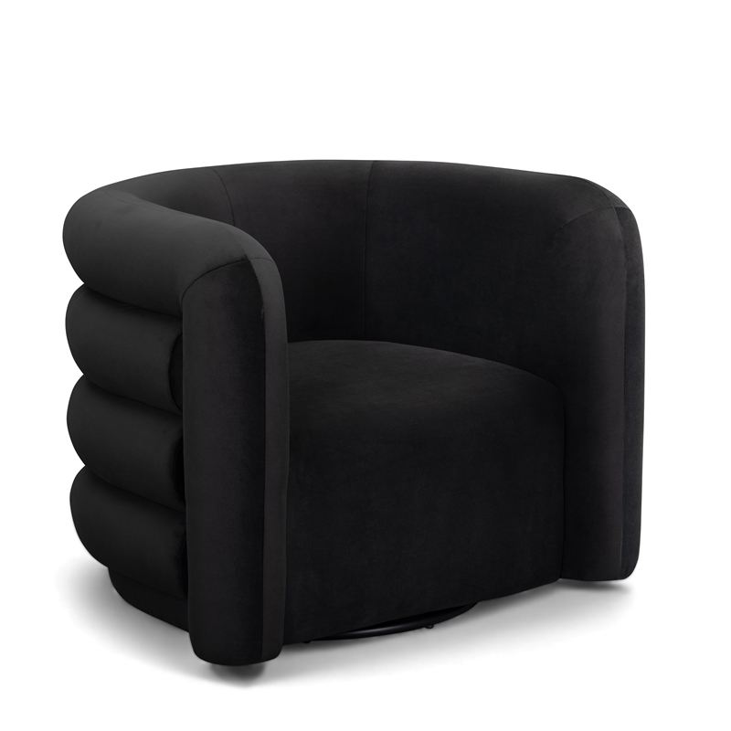 Curves Black Velvet Swivel Accent Chair